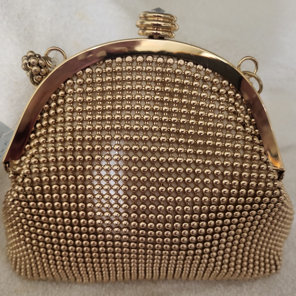 Jessica McClintock Gold Metal Mesh Clutch